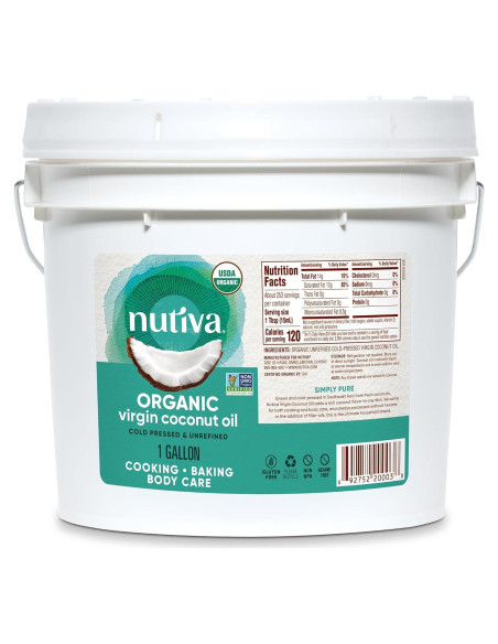 Aceite de Coco Virgen Orgánico Nutiva 3.78L Prensado en Frío