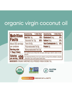 Aceite de Coco Virgen Orgánico Nutiva 3.78L Prensado en Frío 2