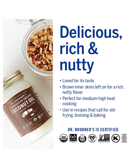 Aceite de Coco Virgen Orgánico Dr. Bronner's 396ml Grano Completo