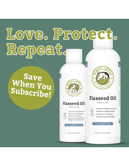 Aceite de Semilla de Lino Orgánico Wholistic 473ml para Caballos