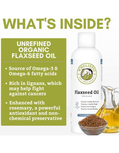 Aceite de Semilla de Lino Orgánico Wholistic 473ml para Caballos