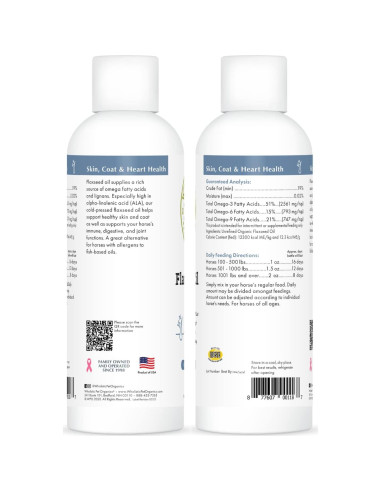 Aceite de Semilla de Lino Orgánico Wholistic 473ml para Caballos