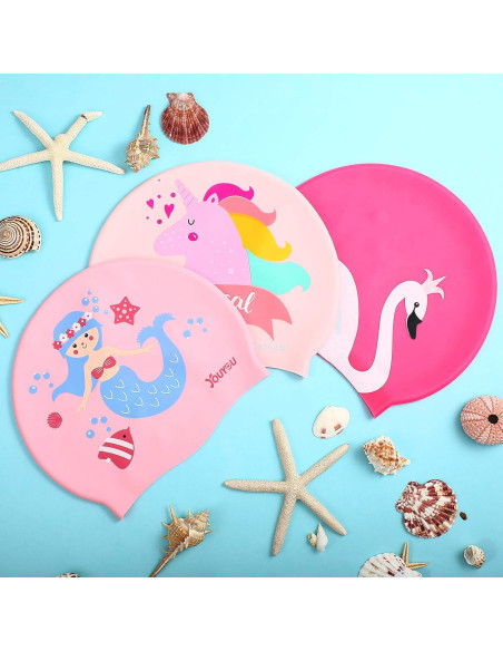 Gorras de Baño para Niños Syhood - 3 Pcs Silicona Colorida