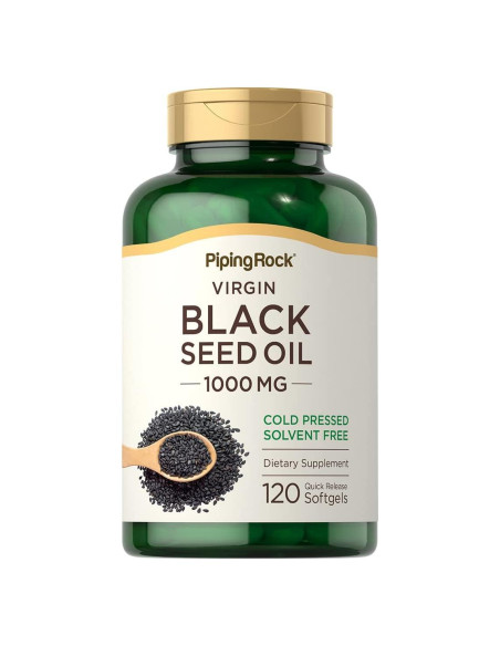Cápsulas de Gel Blando Piping Rock Aceite Semilla Negra 1000mg 120 Unidades