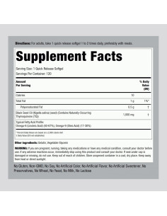 Cápsulas de Gel Blando Piping Rock Aceite Semilla Negra 1000mg 120 Unidades 2