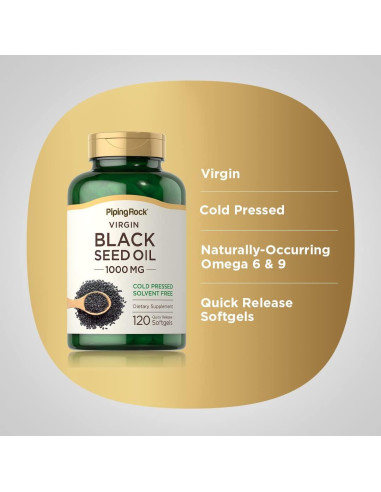 Cápsulas de Gel Blando Piping Rock Aceite Semilla Negra 1000mg 120 Unidades