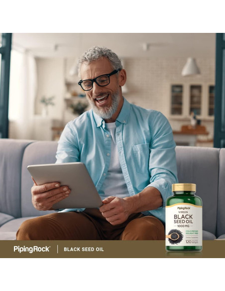Cápsulas de Gel Blando Piping Rock Aceite Semilla Negra 1000mg 120 Unidades