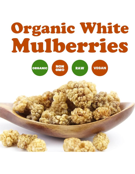 Moras Blancas Secas Orgánicas Food to Live 0.91 kg - Sin OGM