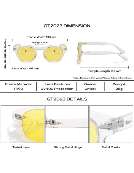 Gafas de sol redondas TR90 Gtand unisex 46mm UV400