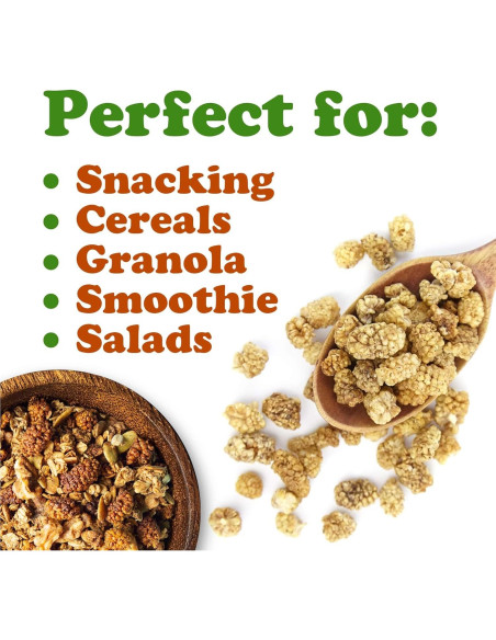 Moras Blancas Secas Orgánicas Food to Live 0.91 kg - Sin OGM