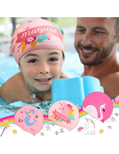 Gorras de Baño para Niños Syhood - 3 Pcs Silicona Colorida