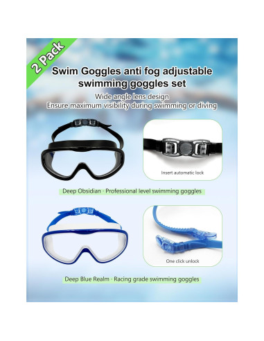 Paquete de 2 Gafas de Natación Yoocixu con Antivaho y UV400