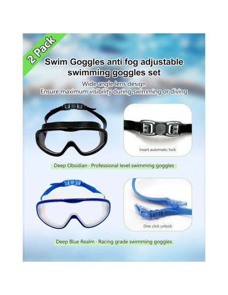 Paquete de 2 Gafas de Natación Yoocixu con Antivaho y UV400
