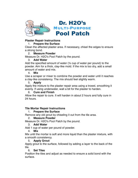 Parche Multiusos para Piscinas Dr. H2O 1.36KG Blanco