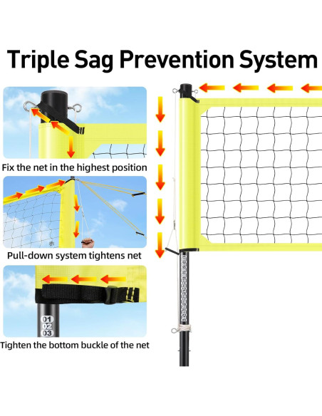 Red de Voleibol Portátil Wiseek VBN-32x8FT Aluminio 9.75m