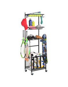 Estante de Almacenamiento Deportivo PLKOW 4 Niveles Negro