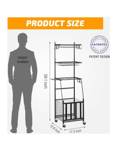 Estante de Almacenamiento Deportivo PLKOW 4 Niveles Negro 2