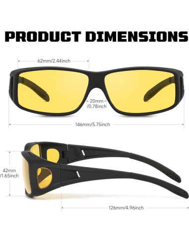 Gafas de Conducir de Noche Tnnaiko Polarizadas UV 63mm