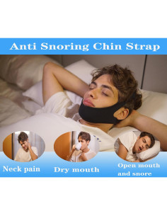 Correa Anti Ronquidos BSCWYJHY Ajustable Transpirable Negro 2