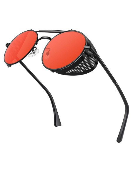 Gafas de sol steampunk SUNIER redondas UV400 con escudos