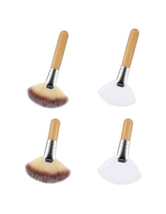 4 Brochas Faciales Esponjosas Lusofie - Mango Corto, Suaves