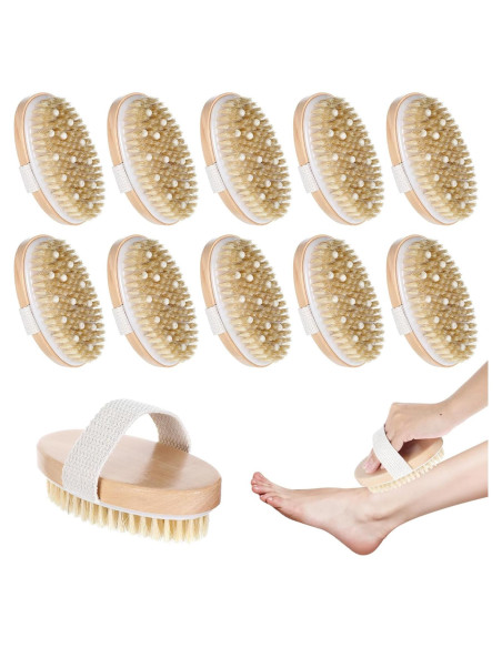 10 Cepillos Secos Exfoliantes Mekueeex para el Cuerpo