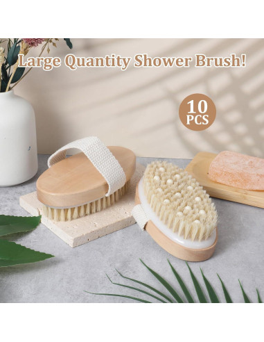 10 Cepillos Secos Exfoliantes Mekueeex para el Cuerpo