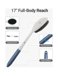 Cepillo de Espalda Surlees 43 cm Mango Largo Exfoliante Azul 2