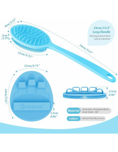 Juego de Guantes y Esponjas de Espalda GEENOA 34cm Antideslizante 2