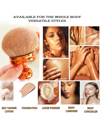 Brocha de Maquillaje Corporal Extra Grande AM RIGHT THIRTY 8.13 cm Oro Rosa