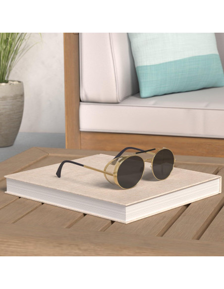 Gafas de sol steampunk polarizadas redondas SUNIER con escudos