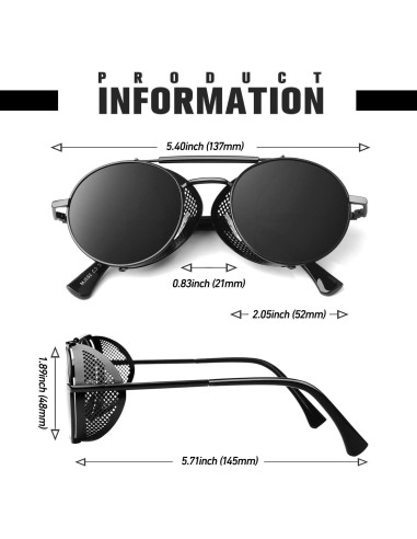 Gafas de sol steampunk polarizadas redondas SUNIER con escudos