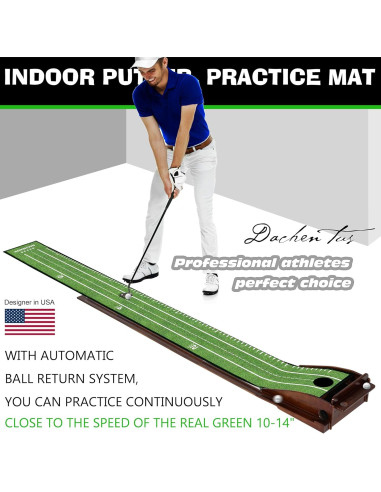 Alfombra de Putting Dachenus para Golf Interior con Devolución Automática