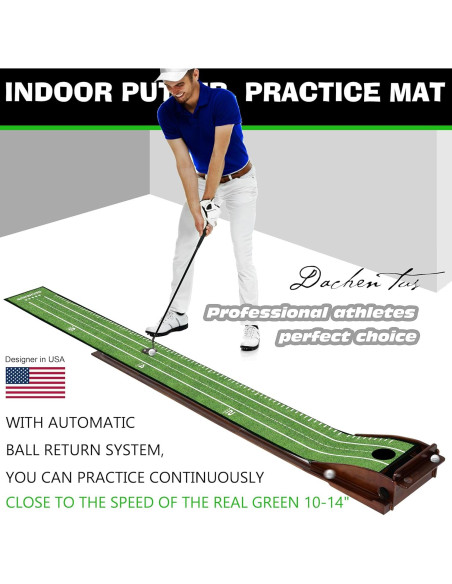 Alfombra de Putting Dachenus para Golf Interior con Devolución Automática