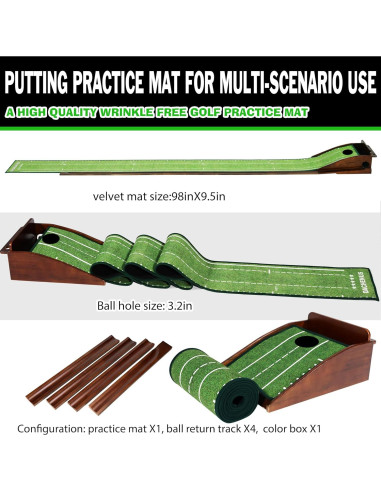 Alfombra de Putting Dachenus para Golf Interior con Devolución Automática