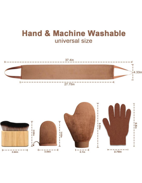 Kit 3 en 1 de Mitones de Autotanning KELILO - Aplicador y Brocha