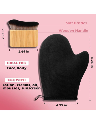 Kit de bronceado automático KELILO - Mitón y cepillo kabuki