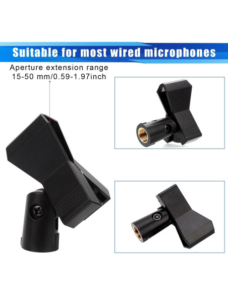 6 Clips de Micrófono Ajustables + 6 Adaptadores Universal