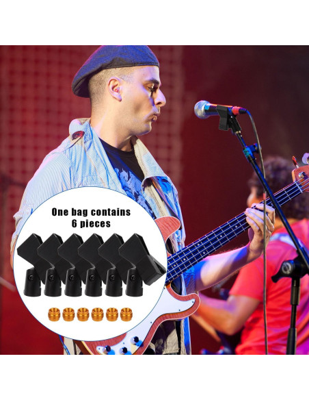 6 Clips de Micrófono Ajustables + 6 Adaptadores Universal
