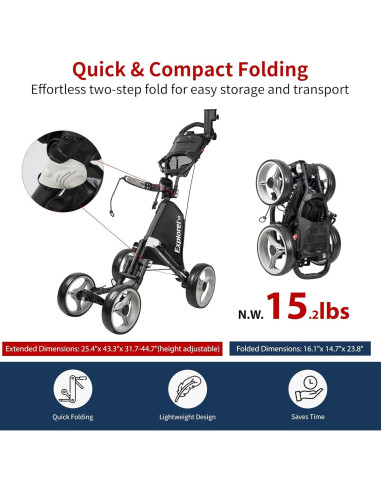 Carrito de Golf Plegable Caddytek Explorer V8 6.8 kg Gris Oscuro