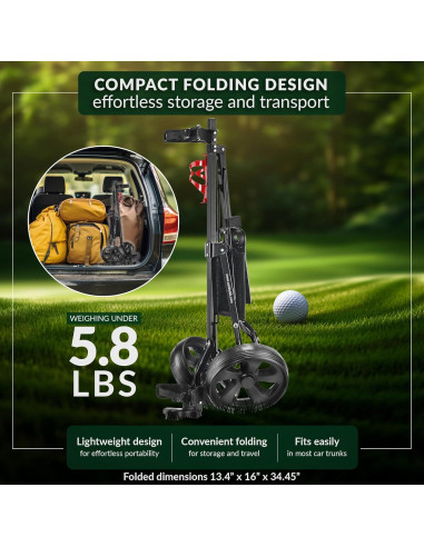 Carro de Golf Plegable Caddytek CaddyLite 5.8 - 2 Ruedas, Ligero y Ergonómico