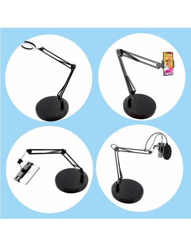 Base de Lámpara de Escritorio BreSii Redonda 19.05 cm Negra