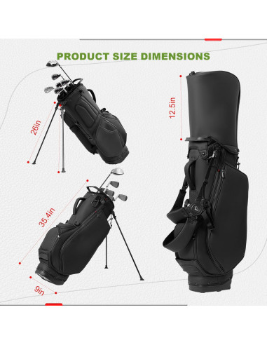 Bolsa de Golf de Pie UNIHIMAL Glint002 14 Vías Cuero Sintético