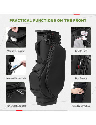 Bolsa de Golf de Pie UNIHIMAL Glint002 14 Vías Cuero Sintético