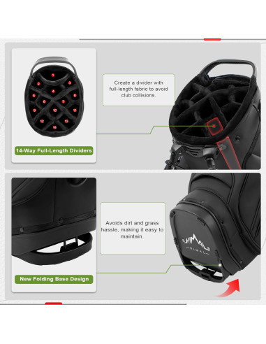 Bolsa de Golf de Pie UNIHIMAL Glint002 14 Vías Cuero Sintético