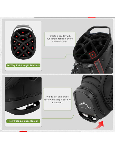 Bolsa de Golf de Pie UNIHIMAL Glint002 14 Vías Cuero Sintético