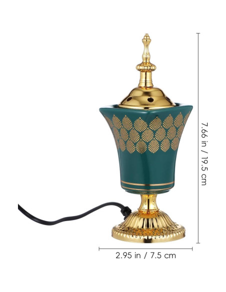 Quemador de Incienso Eléctrico Cabilock Verde para Yoga y Spa