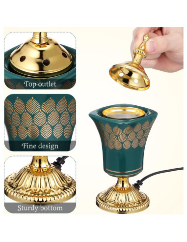 Quemador de Incienso Eléctrico Cabilock Verde para Yoga y Spa