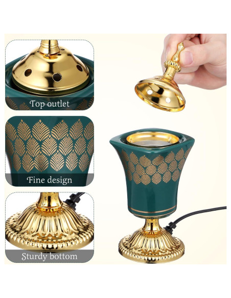 Quemador de Incienso Eléctrico Cabilock Verde para Yoga y Spa