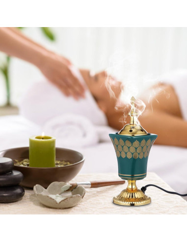 Quemador de Incienso Eléctrico Cabilock Verde para Yoga y Spa